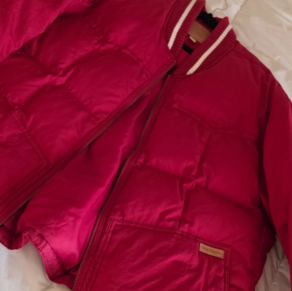 Red Down Bomber Puffer Coat